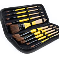 Artify 2021 - Juego de 10 Pinceles de Pintura- Naturborsten Incluye una Funda de Transporte- Ideal para Pintura acrílica…